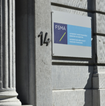 A panel displaying the logo of the FSMA hangs at the entrance to the FSMA building A panel displaying the logo of the FSMA hangs at the entrance to the FSMA building